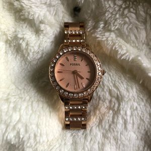 Fossil Jesse Crystal Rose Gold Dial Ladies Watch